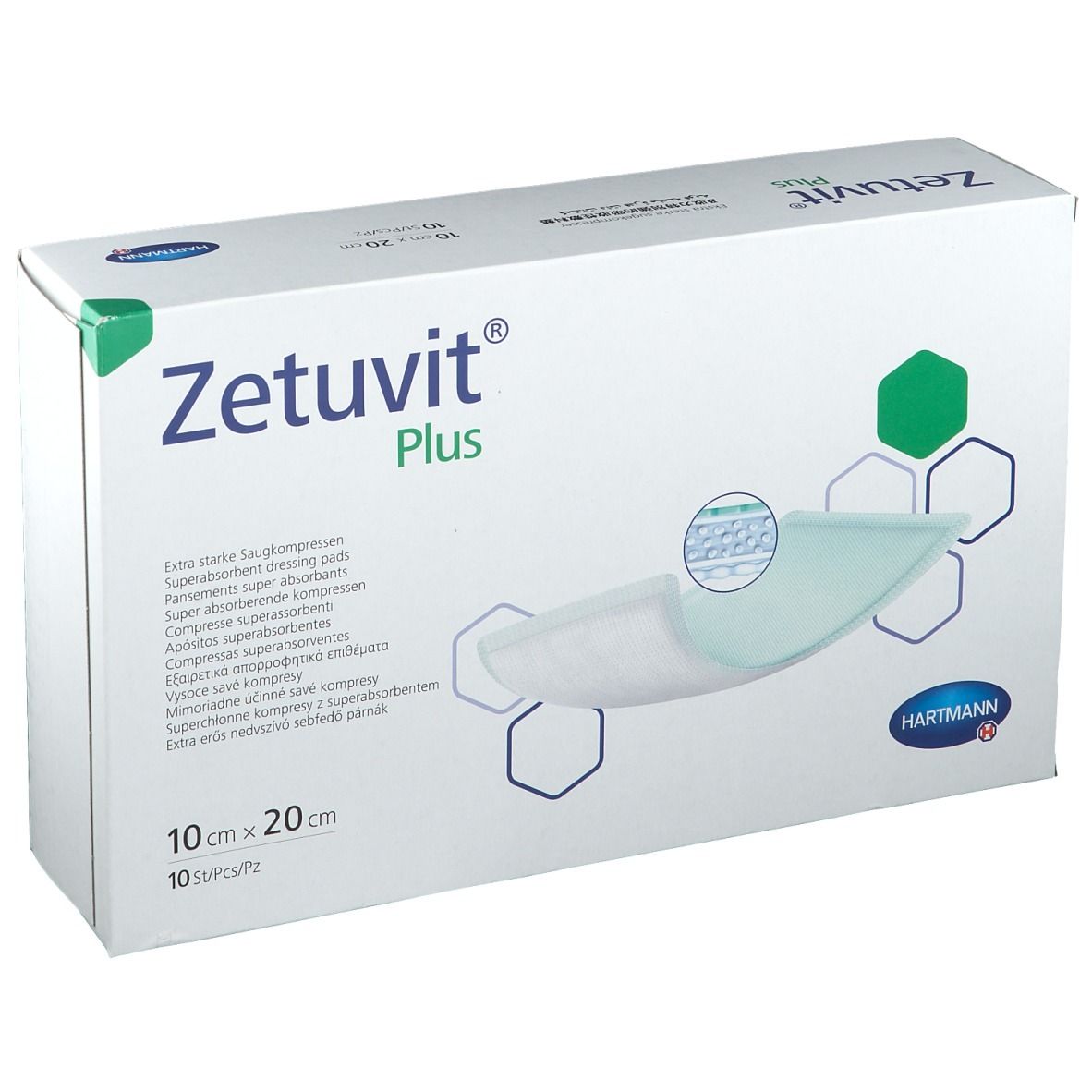 Verpackung Zetuvit Plus Superabsorber-Wundauflage 10x20cm, 10 Stück