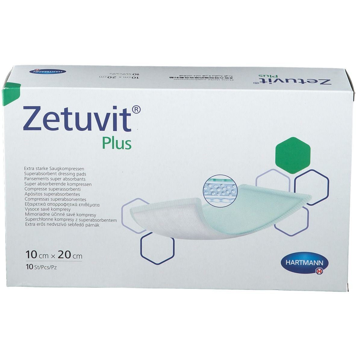 Verpackung Zetuvit Plus Superabsorber-Wundauflage 10x20cm, 10 Stück