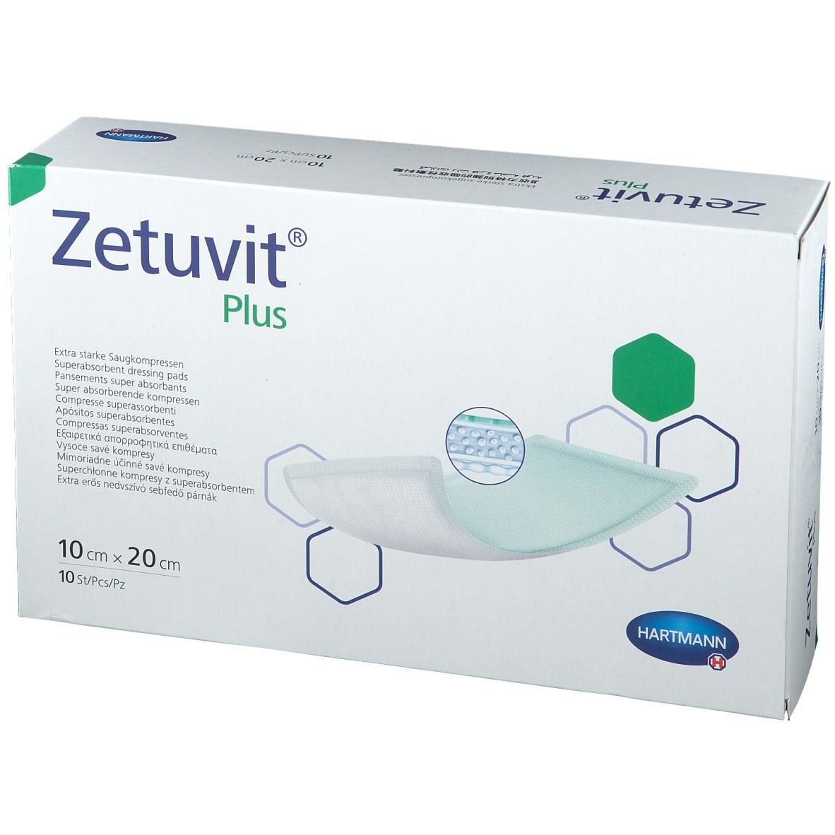 Verpackung Zetuvit Plus Superabsorber-Wundauflage 10x20cm, 10 Stück
