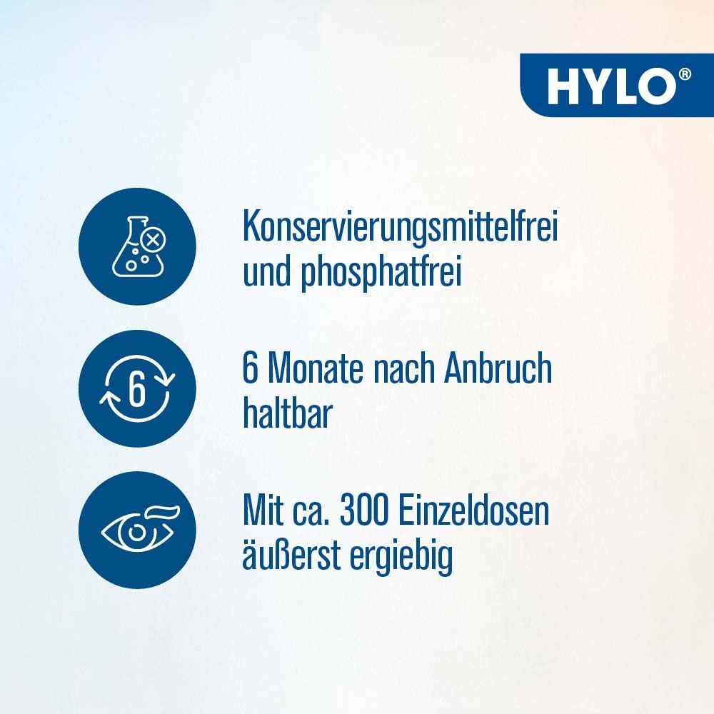 Text auf blauem Hintergrund: Konservierungsmittelfrei, phosphatfrei. 6 Monate nach Anbruch haltbar. Mit ca. 300 Einzeldosen.