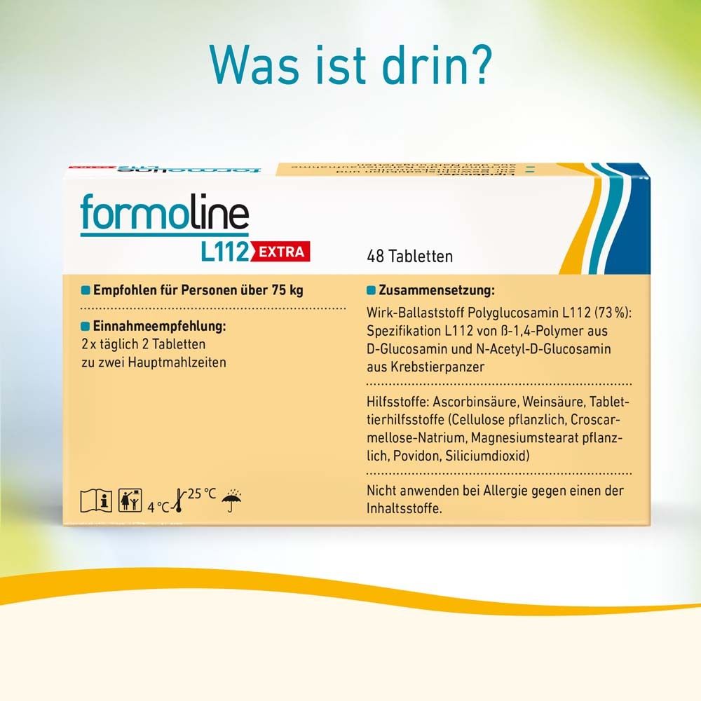Packung formoline L112 EXTRA mit Inhaltsangaben und Anwendungshinweisen.