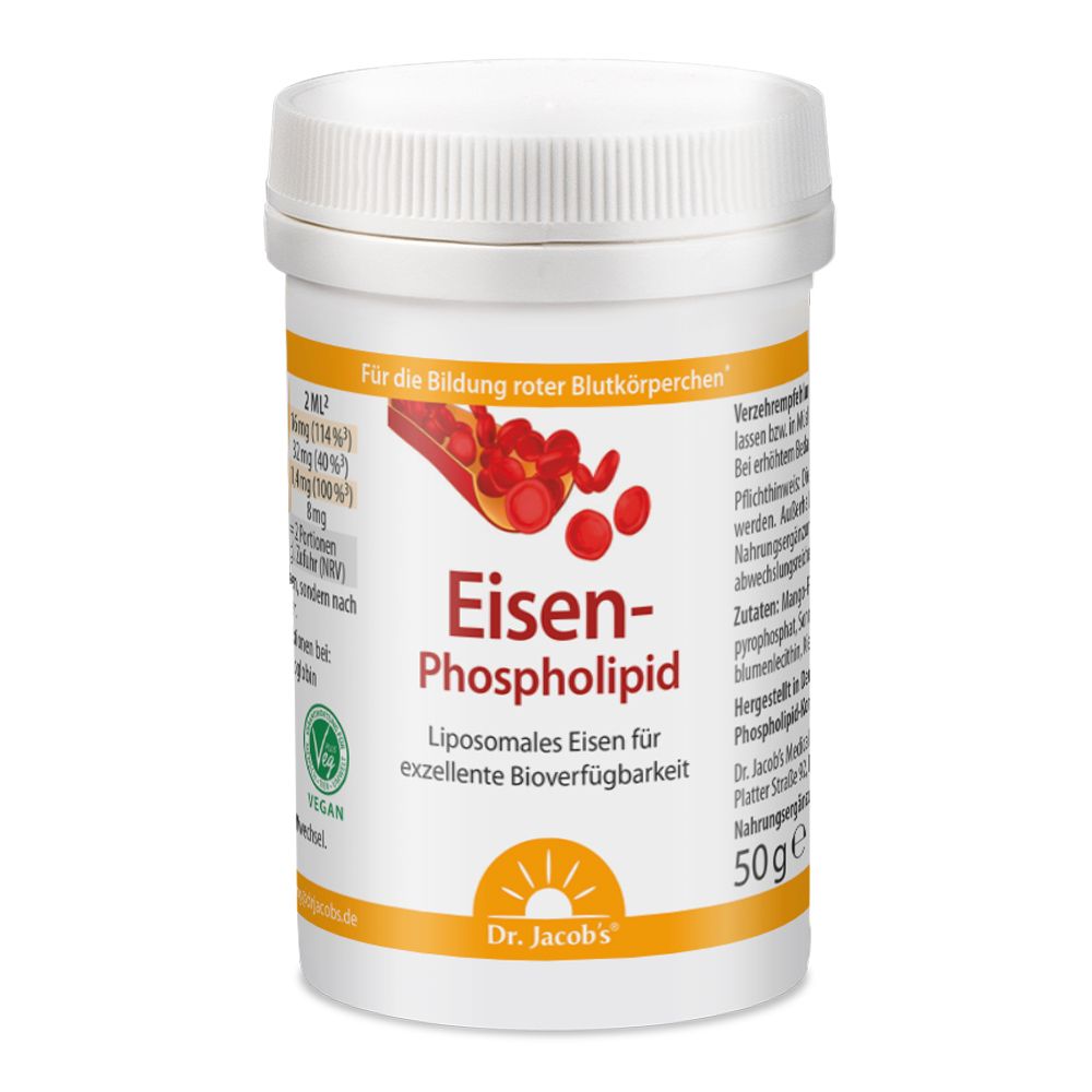 Dr. Jacob's Eisen-Phospholipid Mango Pulver liposomal optimal bioverfügbar vegan