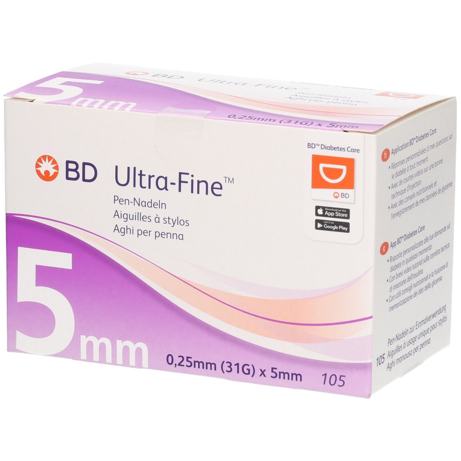 BD Ultra-Fine Pen-Nadeln 5 mm 31 G 0,25 105 St Kanüle