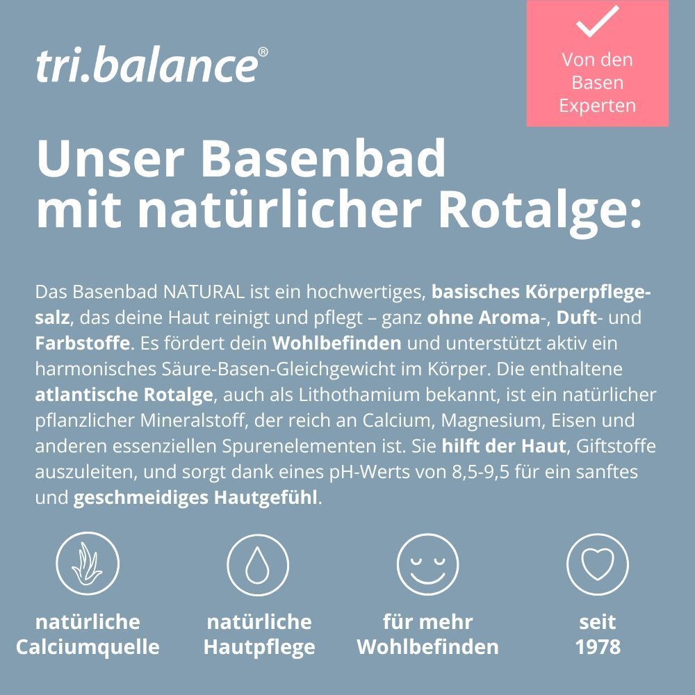 tri.balance® Basenbad NATURAL – Basisches Pflegesalz mit Rotalge