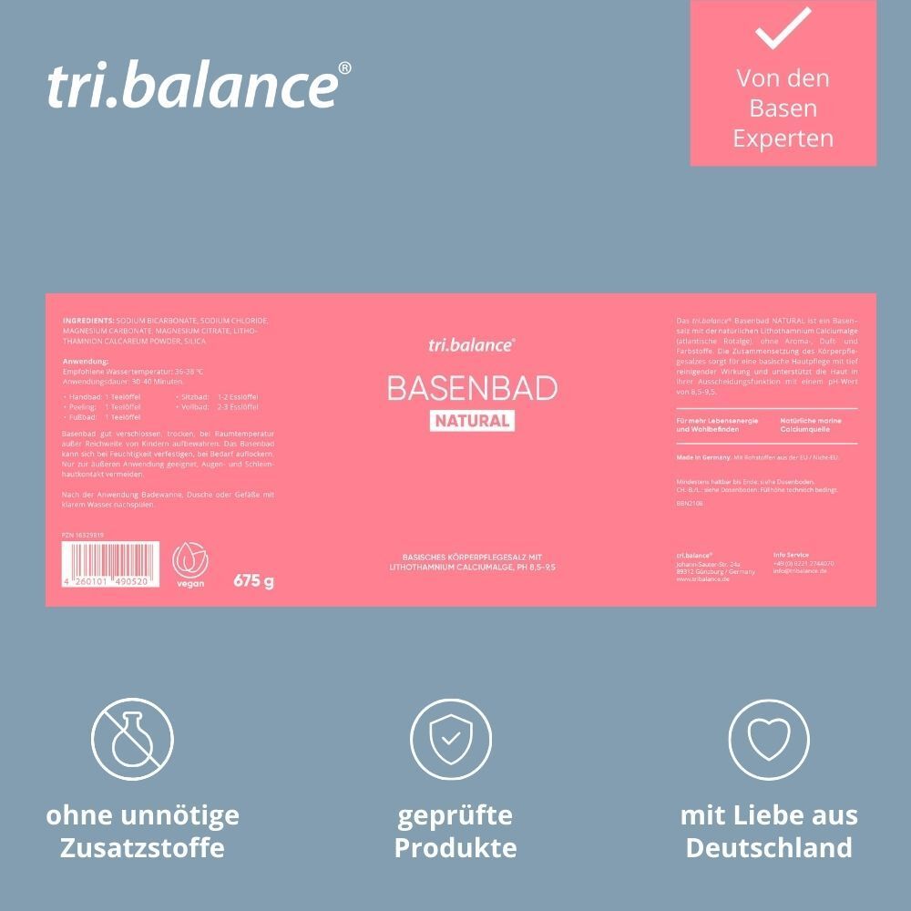tri.balance® Basenbad NATURAL – Basisches Pflegesalz mit Rotalge