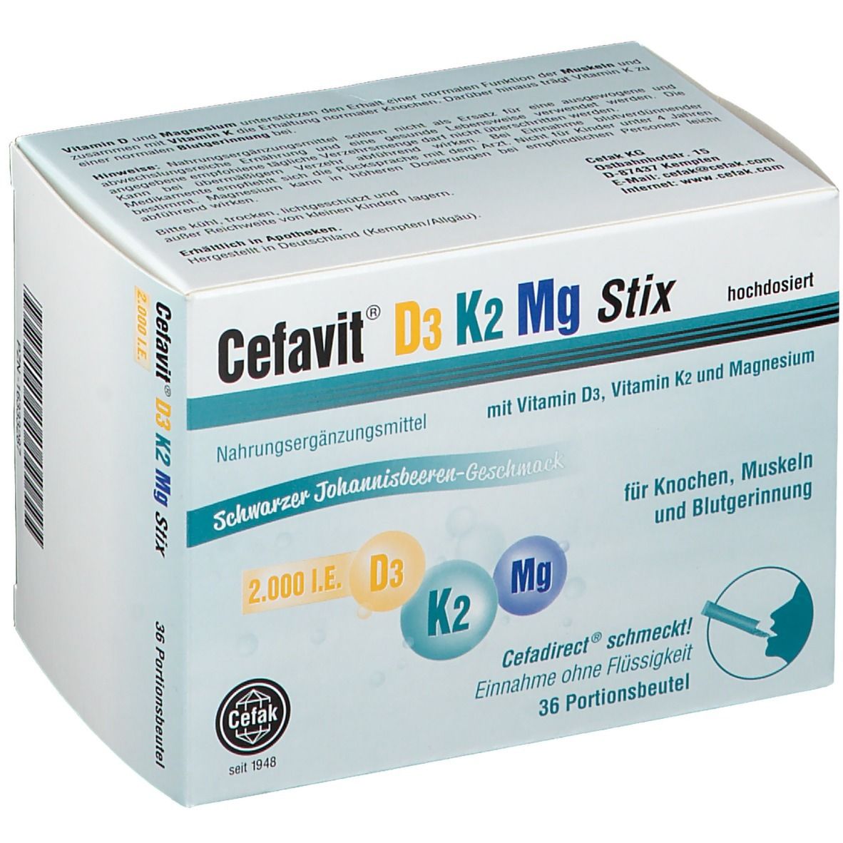 Cefavit D3 K2 Mg 2.000 I.e. Stix Granulat 36 St