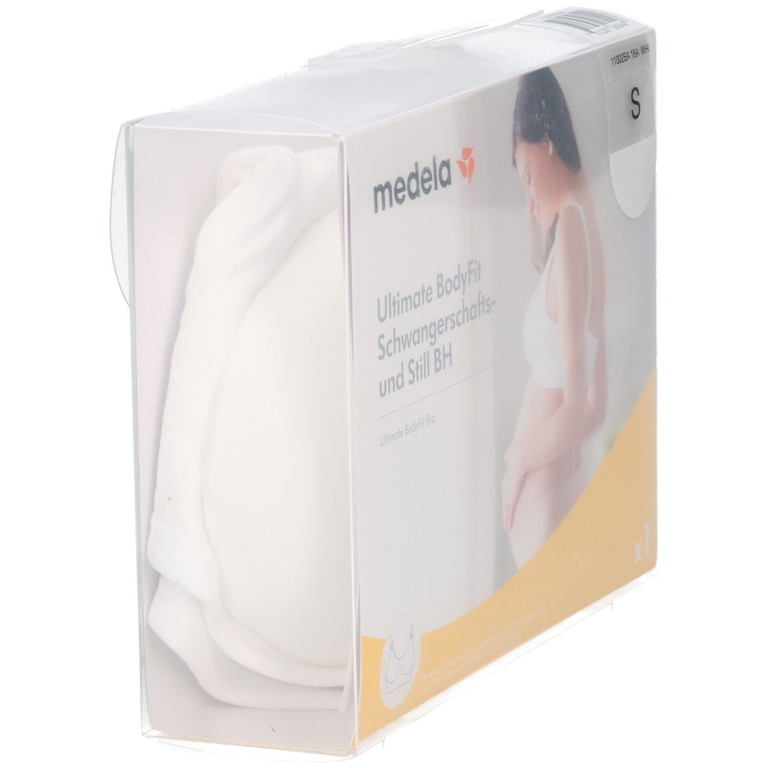 Medela Ultimate BodyFit BH in Weiß, Größe S, in durchsichtiger Verpackung.