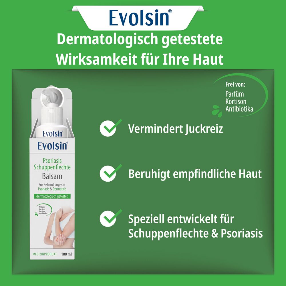 Evolsin Psoriasis Balsam: Hautmikrobiom bei Psoriasis, Lösung.