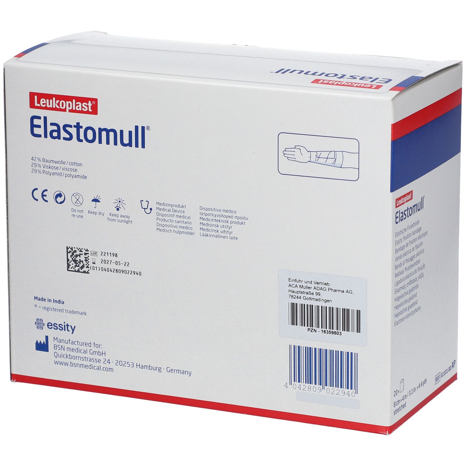 Produktbild von Elastomull Fixierbinde 10cm X 4m – 2 Rollen, Hochelastisch, Für Gelenke & Bewegte Körperteile