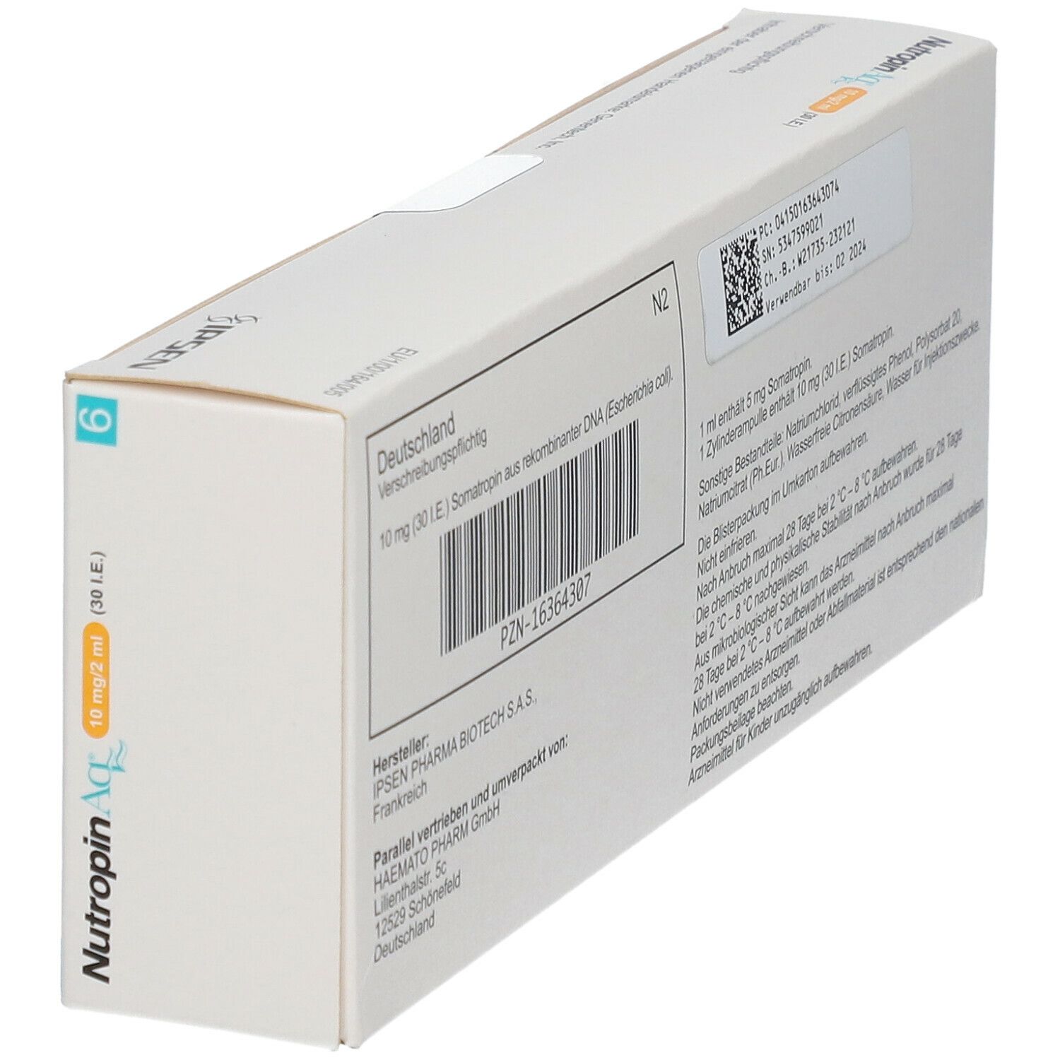NUTROPINAQ 10 mg/2 ml 30 I.E. Injektionslösung