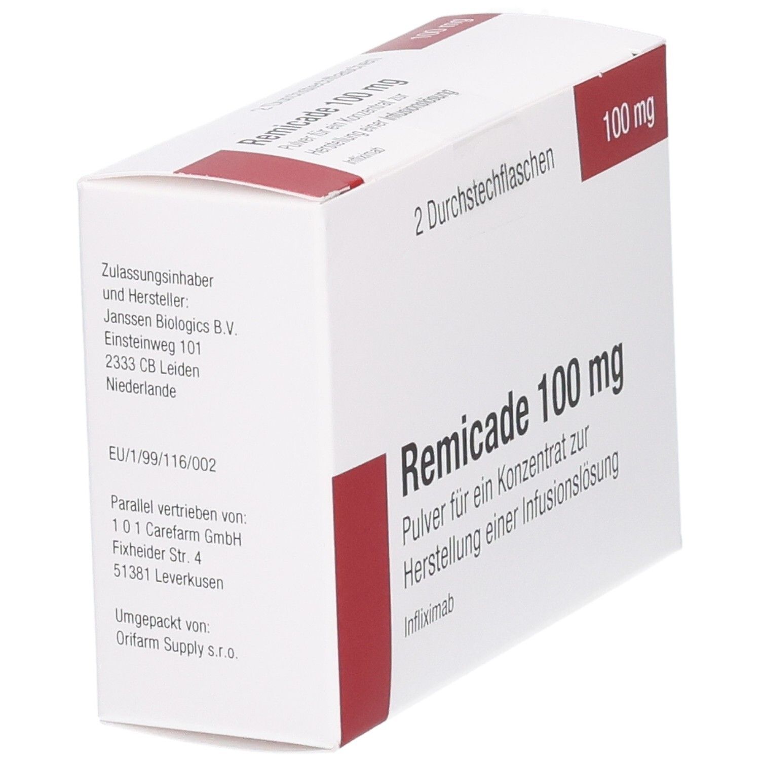 Remicade 100 mg Pulver für Infusionslösung, Zulassungsinhaber Janssen Biologics B.V.