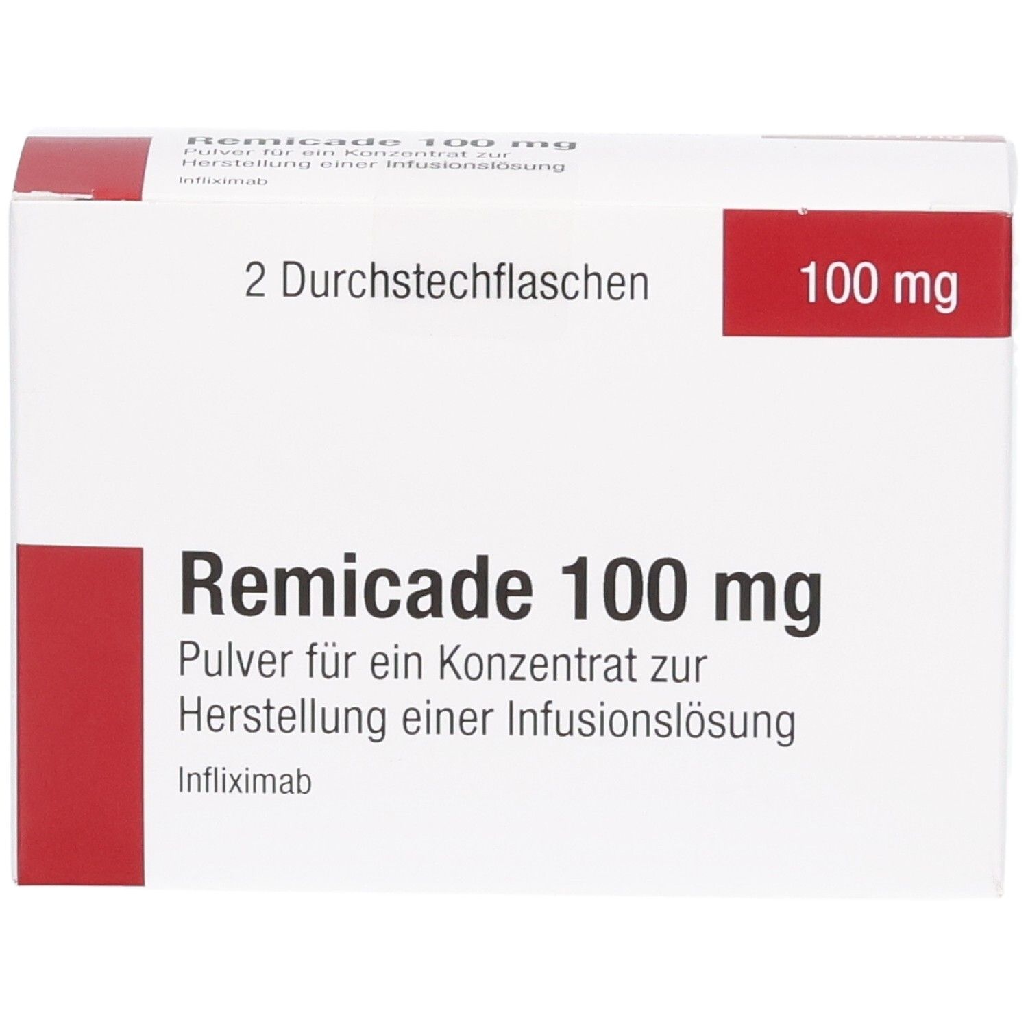Remicade 100 mg Pulver für Infusionslösung, 2 Durchstechflaschen, Infliximab.