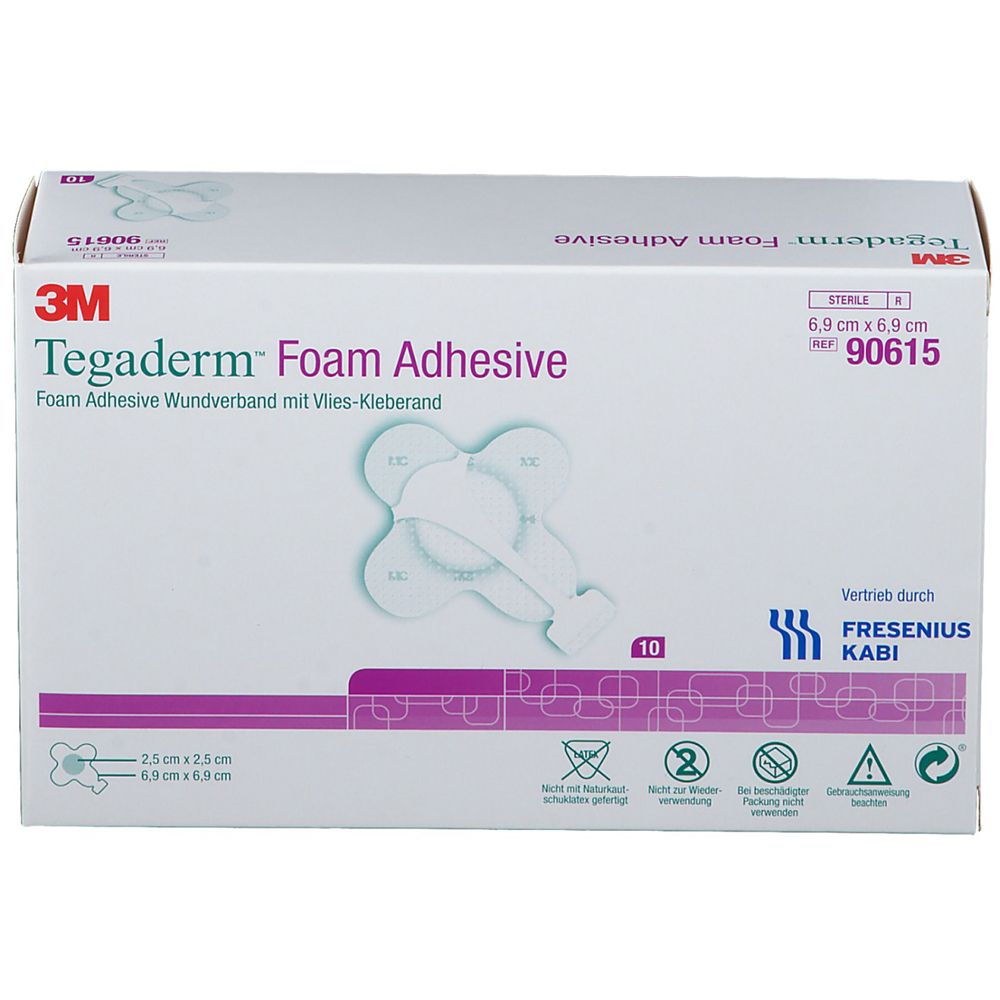 Tegaderm Foam klebend 6,9x6,9 cm kreuzf.90615 10 St Verband