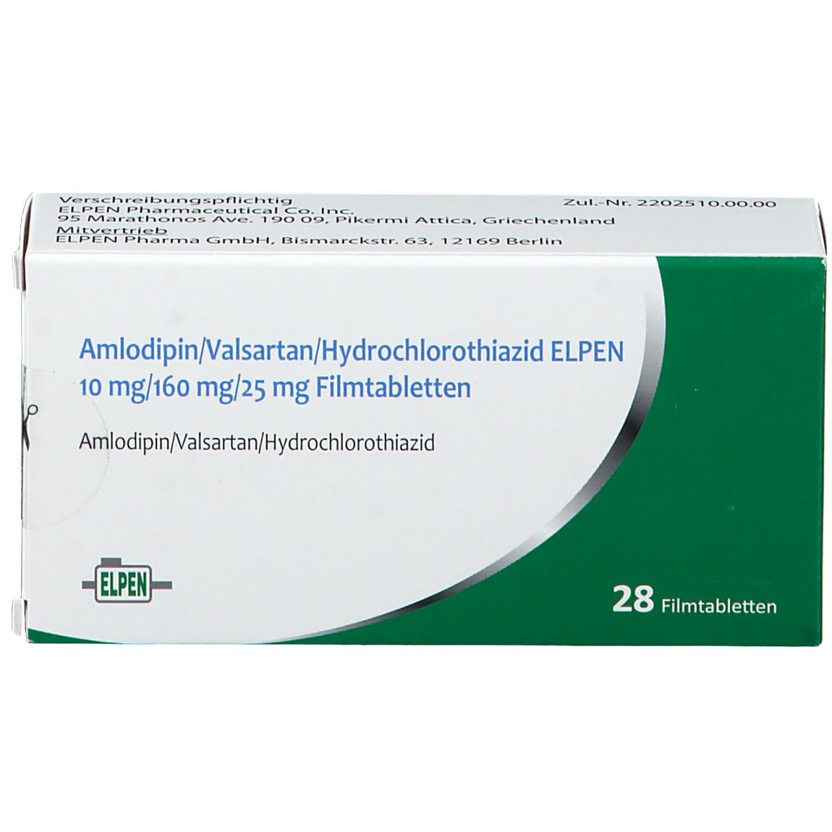 Amlodipin/Valsartan/Hydrochlorothiazid ELPEN 10 mg/160 mg/15 mg