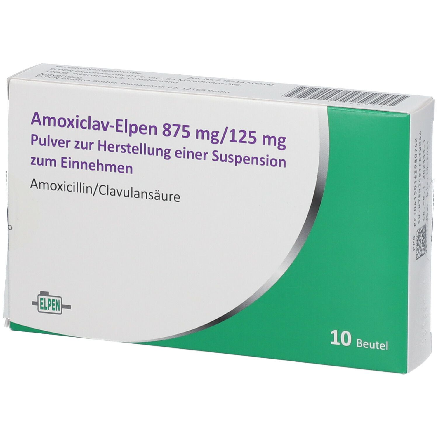 AMOXICLAV-Elpen 875 mg/125 mg P.H.Susp.z.Einn. 10 St Pulver zur Herstellung einer Susp. zum Einnehmen