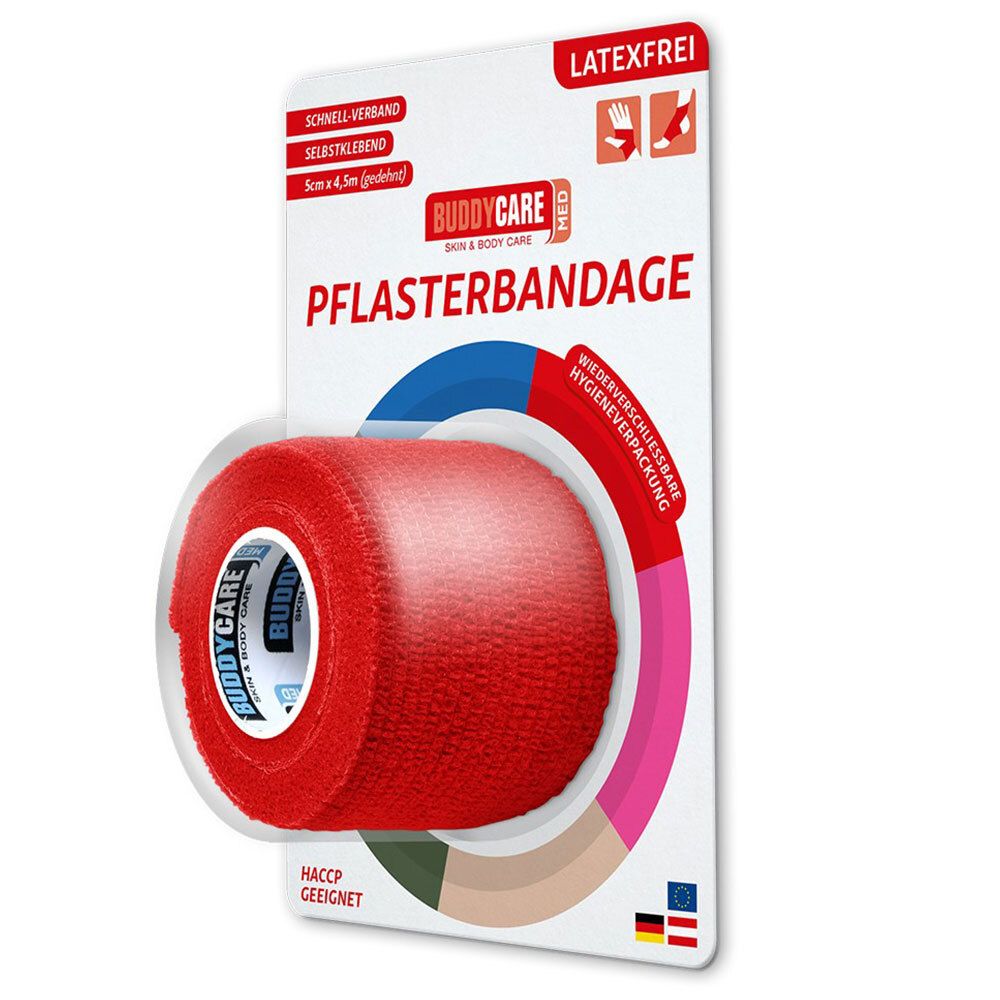 Pflasterbandage latexfrei Buddycare MED rot 1 St Bandage(s)