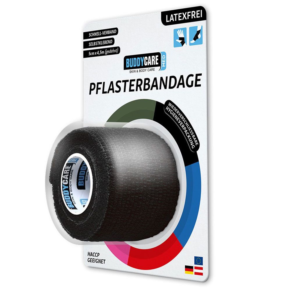 Pflasterbandage latexfrei Buddycare MED schwarz 1 St Bandage(s)