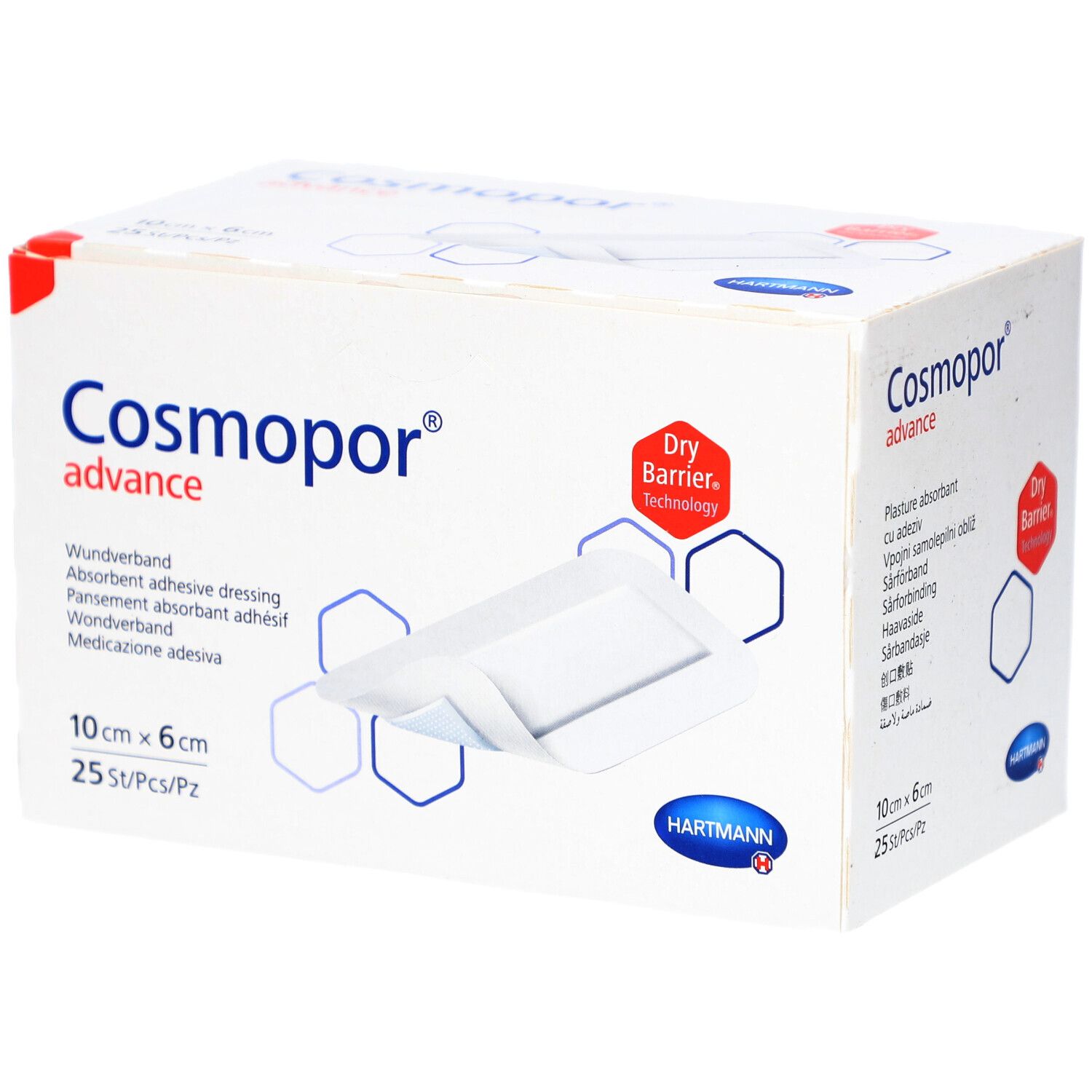 Cosmopor Advance Wundverband 10 cm x 6 cm, 25 Stück. Hartmann Dry Barrier Technology.