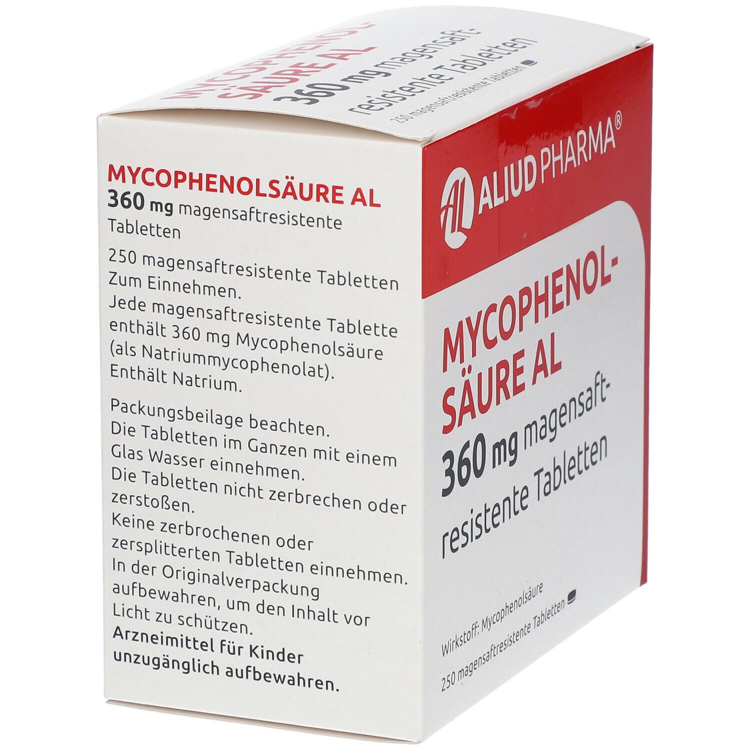 Mycophenolsäure AL 360 mg magensaftres.Tabletten 250 St Tabletten magensaftresistent