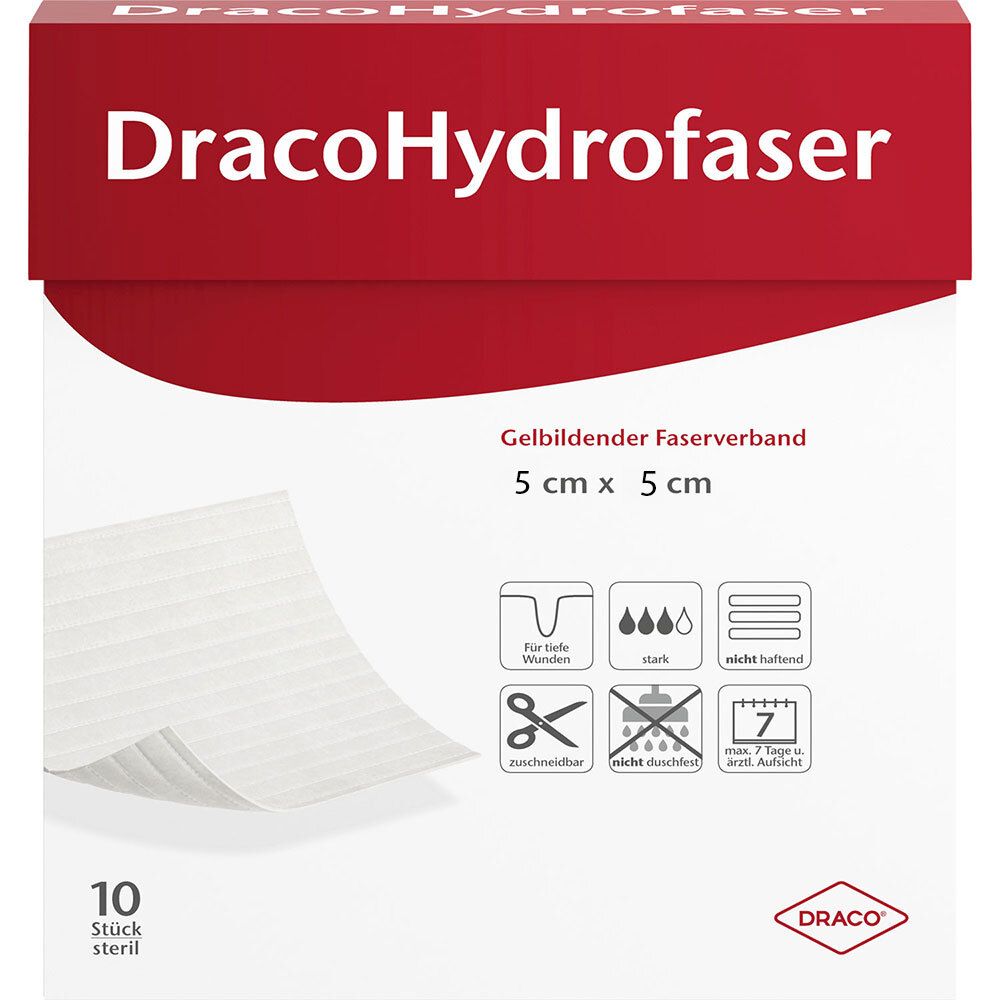 DracoHydrofaser Gelbildender Faserverband 5 x 5cm