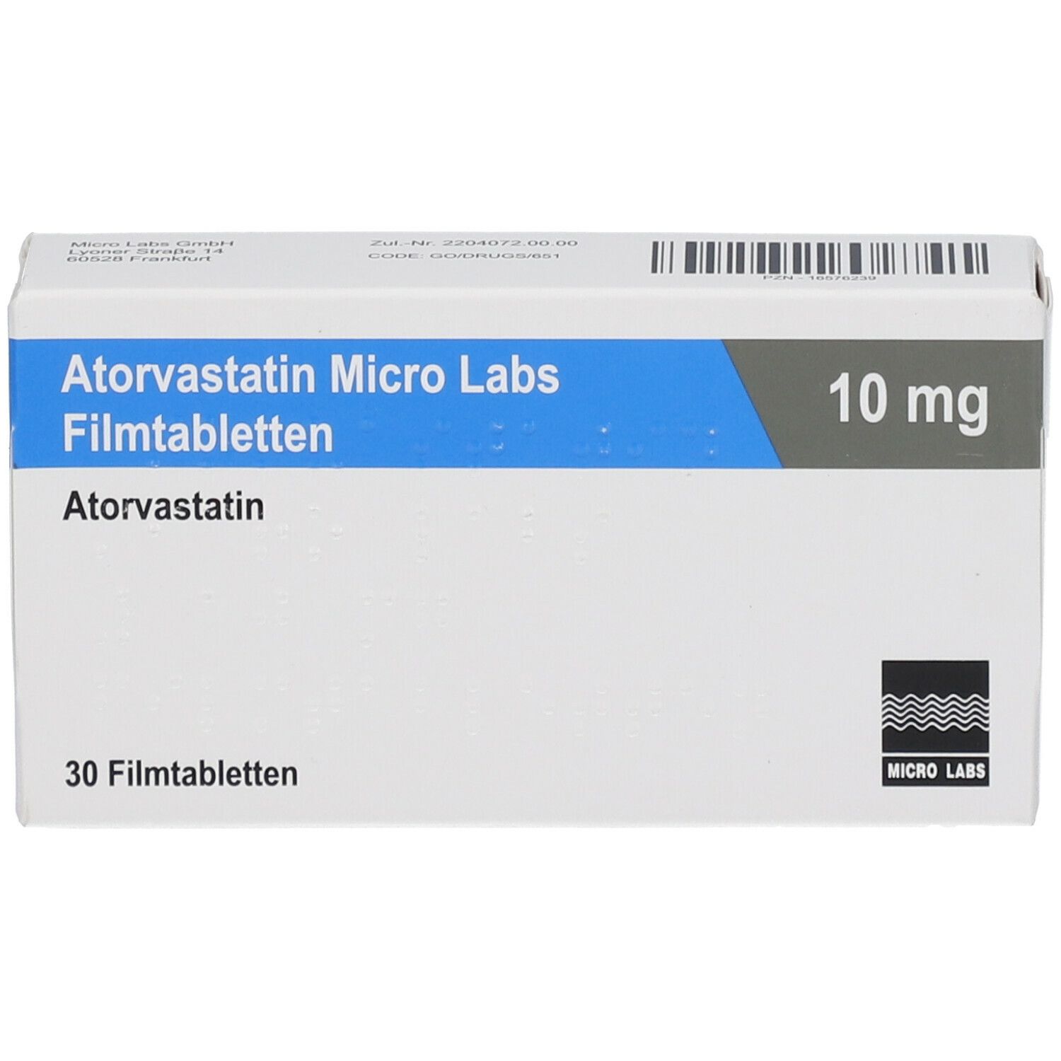 ATORVASTATIN Micro Labs 10 mg Filmtabletten