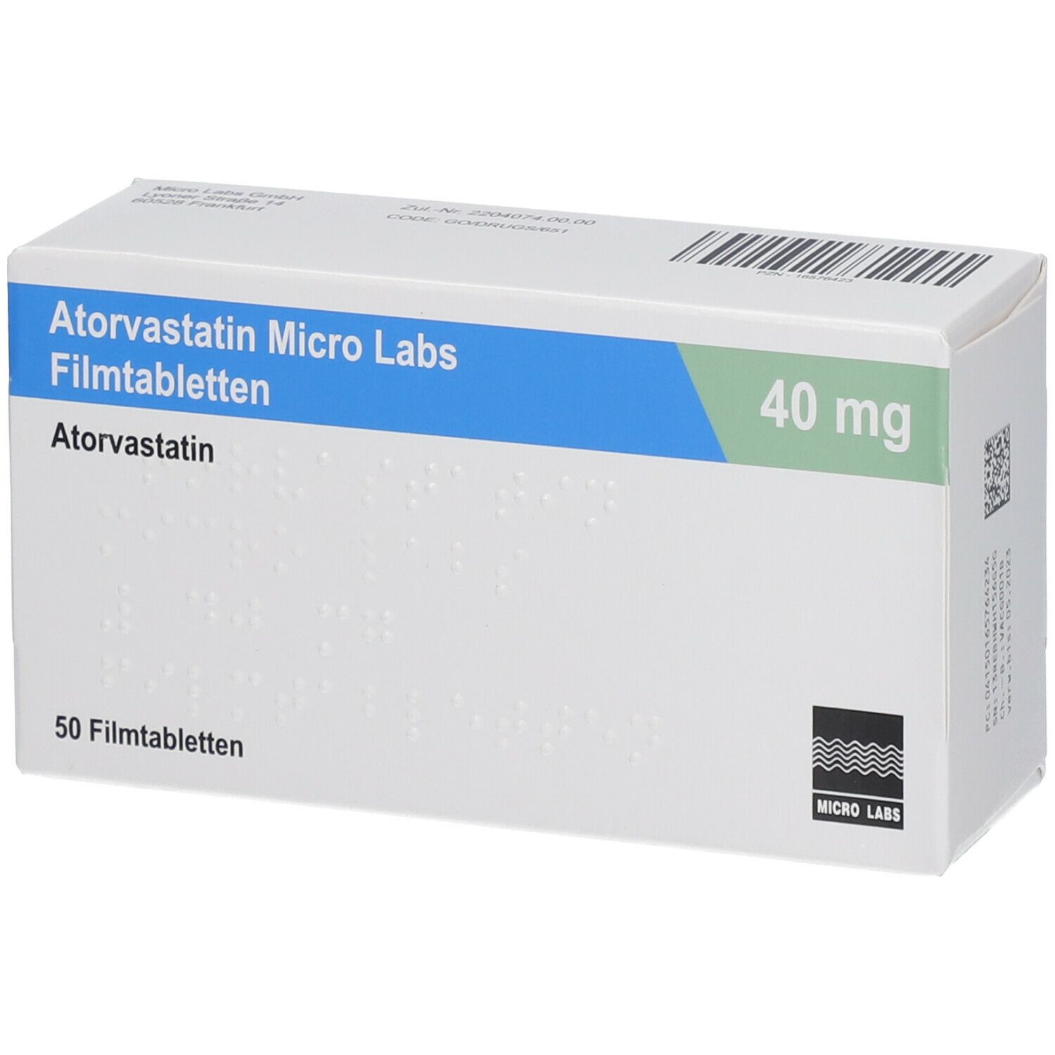 ATORVASTATIN Micro Labs 40 mg Filmtabletten