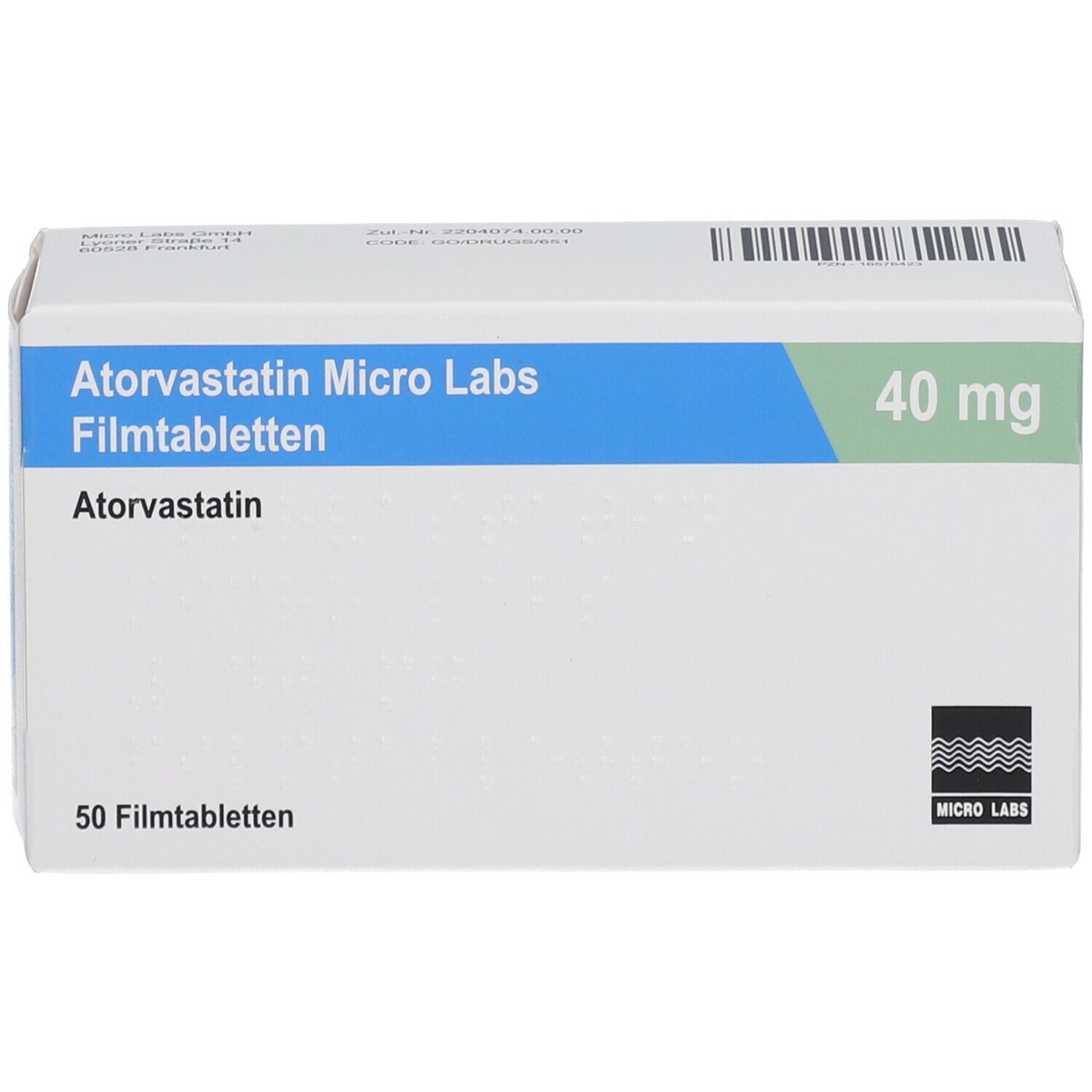 ATORVASTATIN Micro Labs 40 mg Filmtabletten