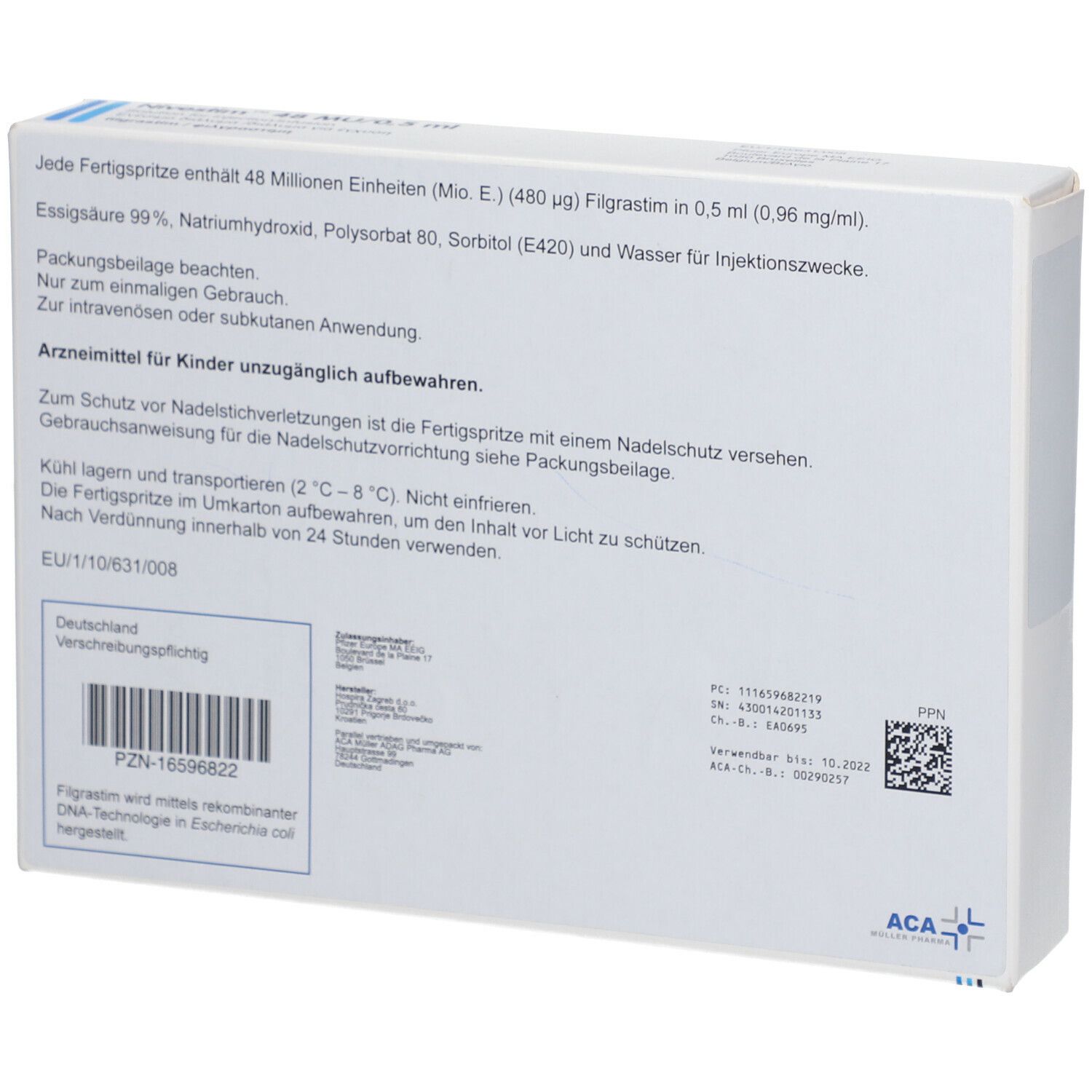 NIVESTIM 48 Mio.E/0,5ml Inj./Inf.Lsg.i.e.Fertigsp.