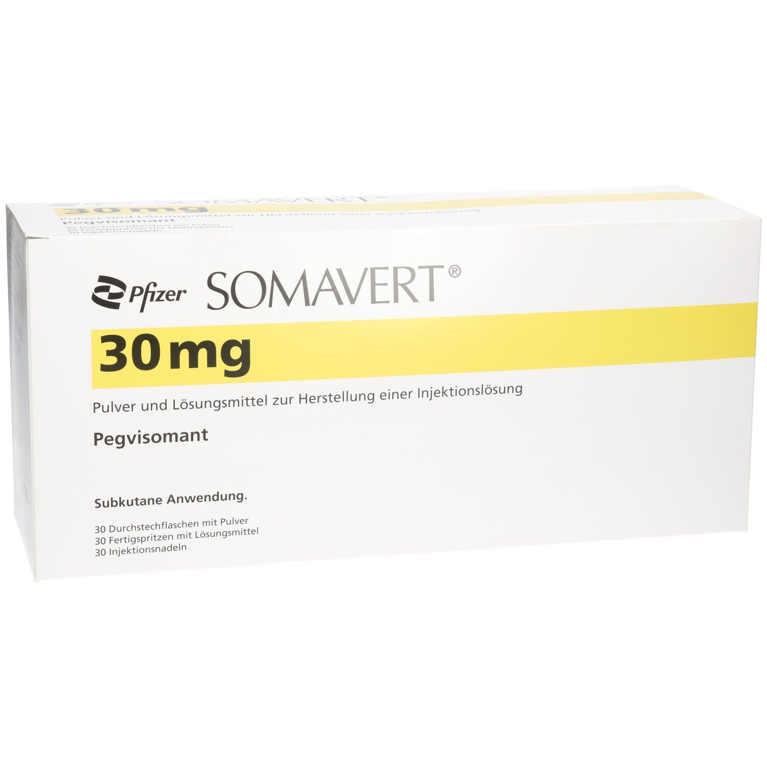 Pfizer Somavert 30 mg Pulver und Lösungsmittel für Injektionslösung.