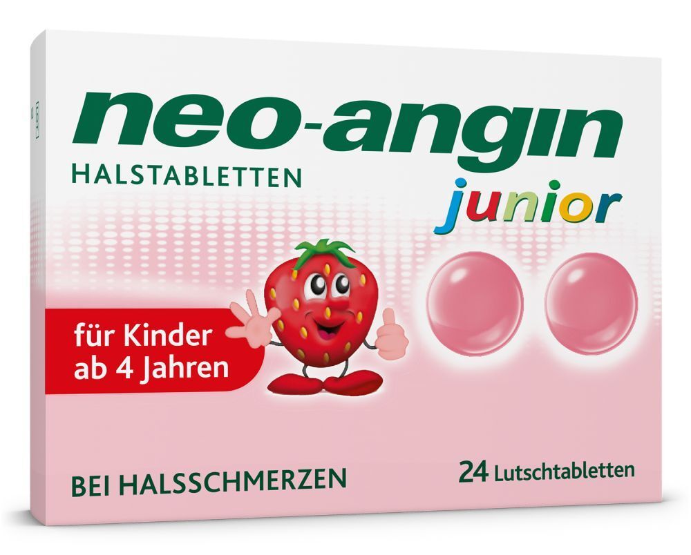 neo-angin junior Halstabletten mit leckerem Erdbeergeschmack für Kinder ab 4 Jahren