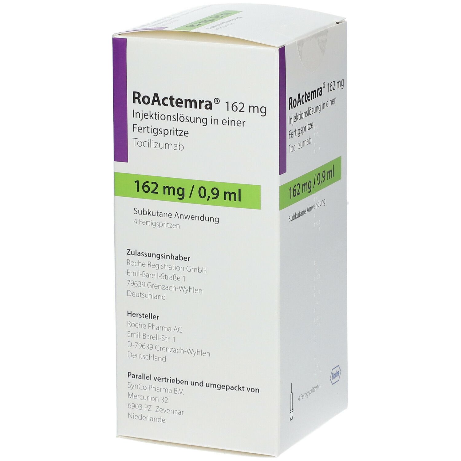 Roactemra 162 mg Inj.-Lösung i.e.Fertigspr. 4 St Infusionsemulsion