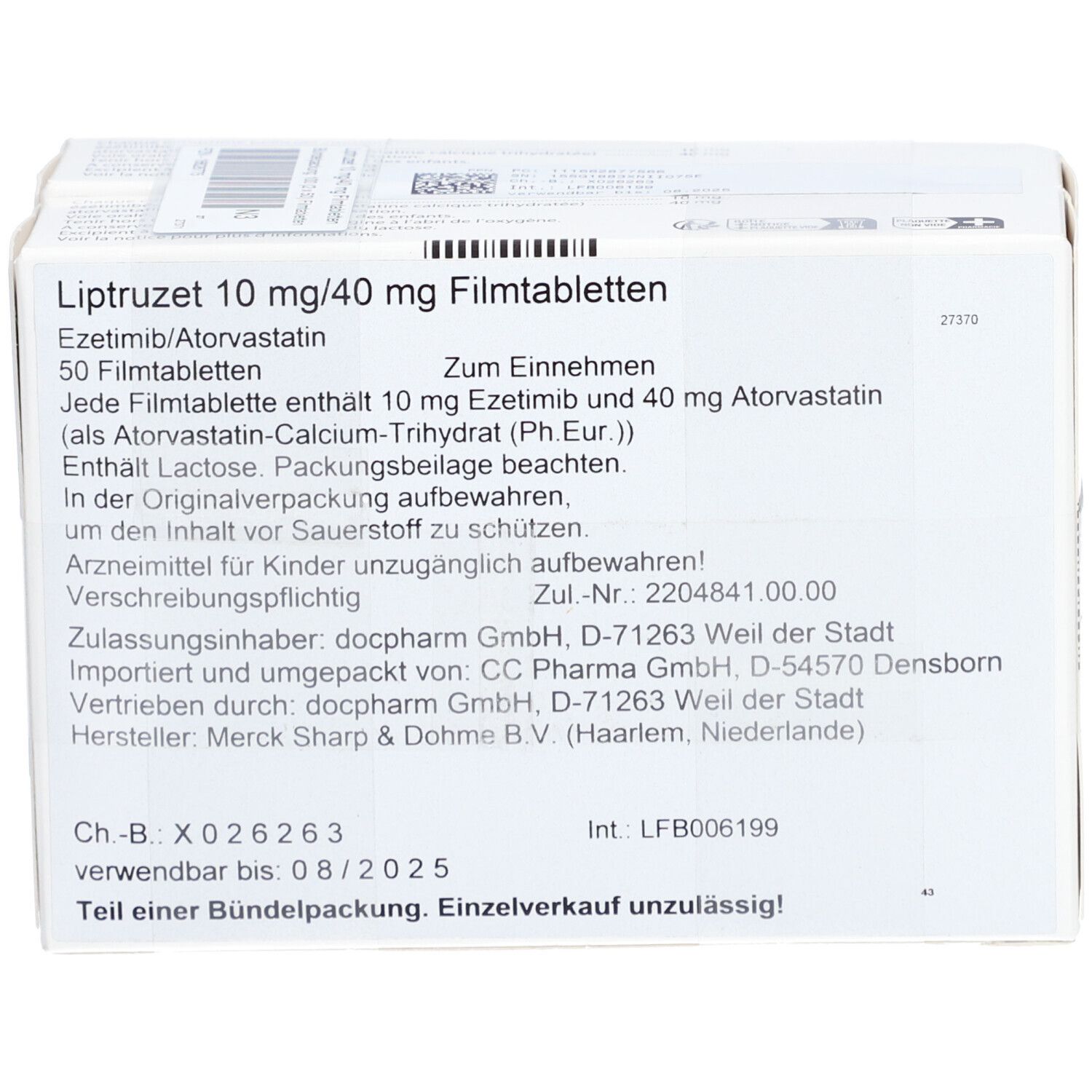 Liptruzet 10 mg/40 mg Filmtabletten 100 St