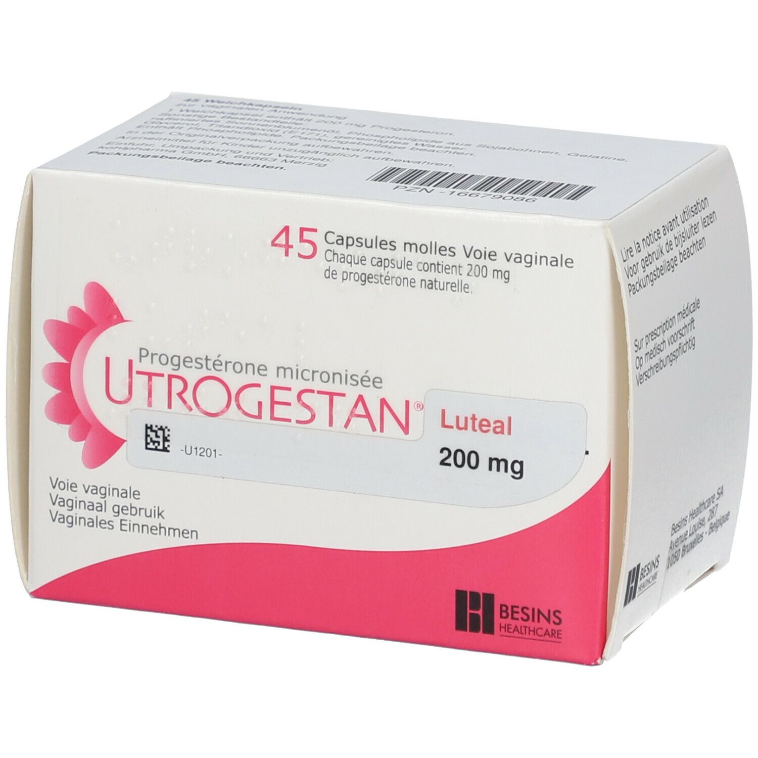 UTROGESTAN Luteal 200 mg Weichkaps.z.vaginal.Anwe. 45 St mit dem E ...