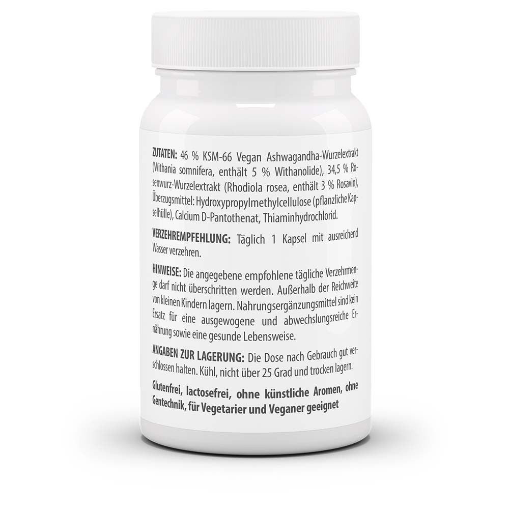 Rückseite der weißen Flasche. Zutaten, Verzehrempfehlung, Hinweise, Angaben zur Lagerung. Glutenfrei, laktosefrei, vegan.