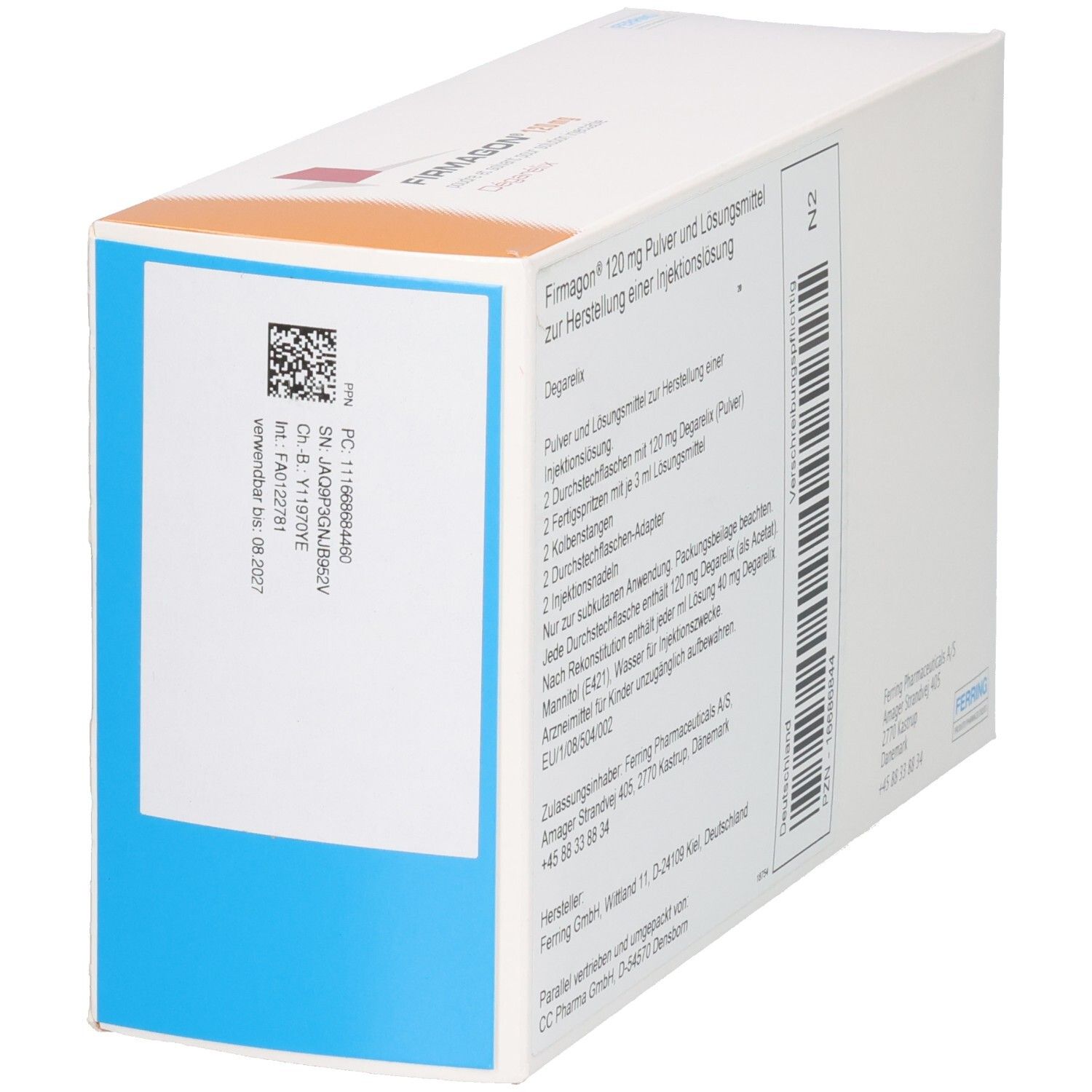 Firmagon 120mg Pulver und Lösungsmittel für Injektionslösung Verpackung.