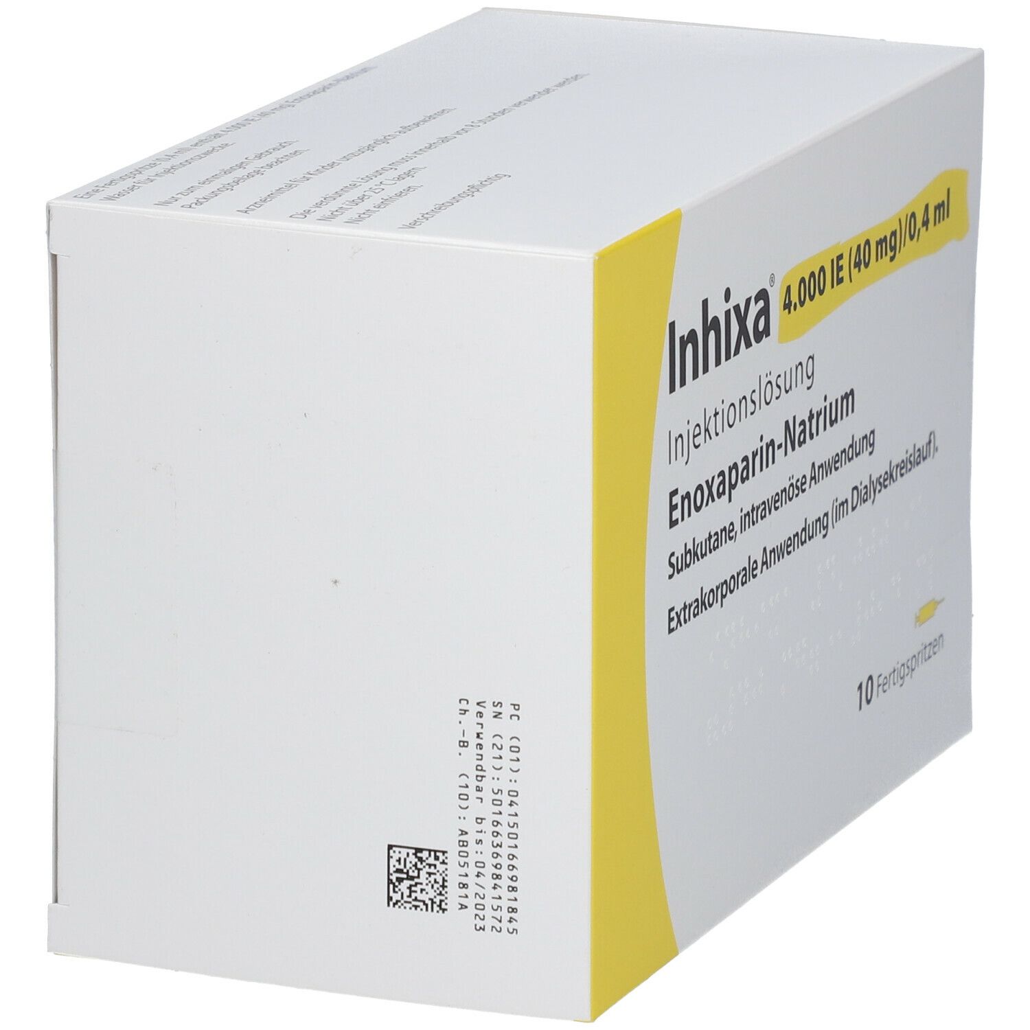 Inhixa 4.000 I.e. 40 mg/0,4 ml Inj.-Lsg.i.e.F.-Sp. 10 St Infusionsemulsion