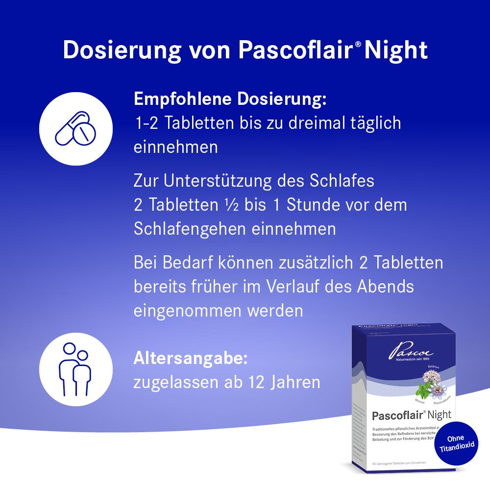 Pascoflair® Night 3-fache Pflanzenkraft aus Baldrian, Melisse und Passionsblume für einen erholsamen Schlaf