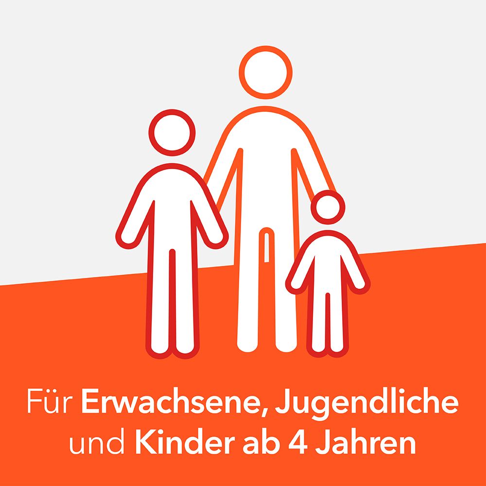 Symbol von Erwachsenen und Kindern. Text: Für Erwachsene, Jugendliche und Kinder ab 4 Jahren.