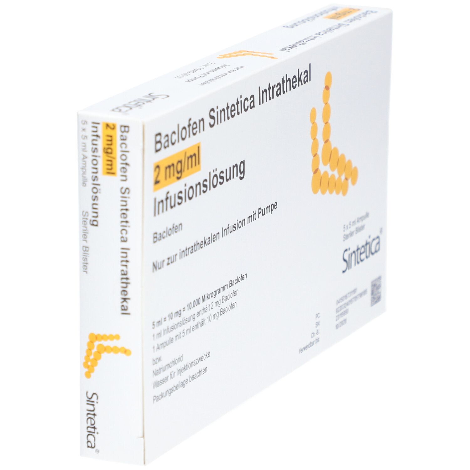 Baclofen Sintetica Intrathekal 2 mg/ml Inf.-L.Amp. 5x5 ml Infusionslösung