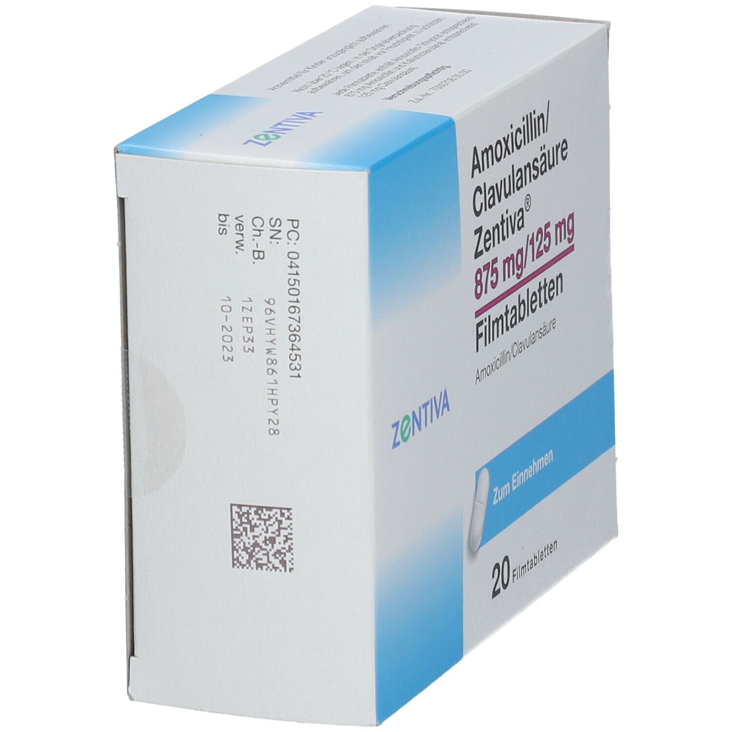 AMOXICILLIN/Clavulansäure Zentiva 875mg/125mg FTA 20 St Filmtabletten