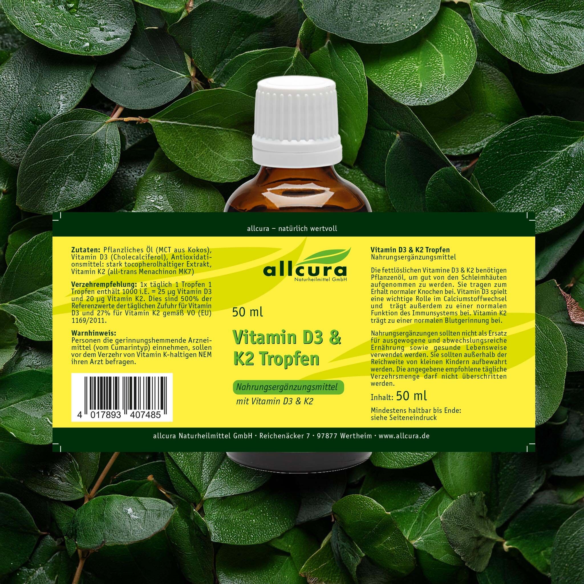allcura Vitamin D3 + K2 Tropfen