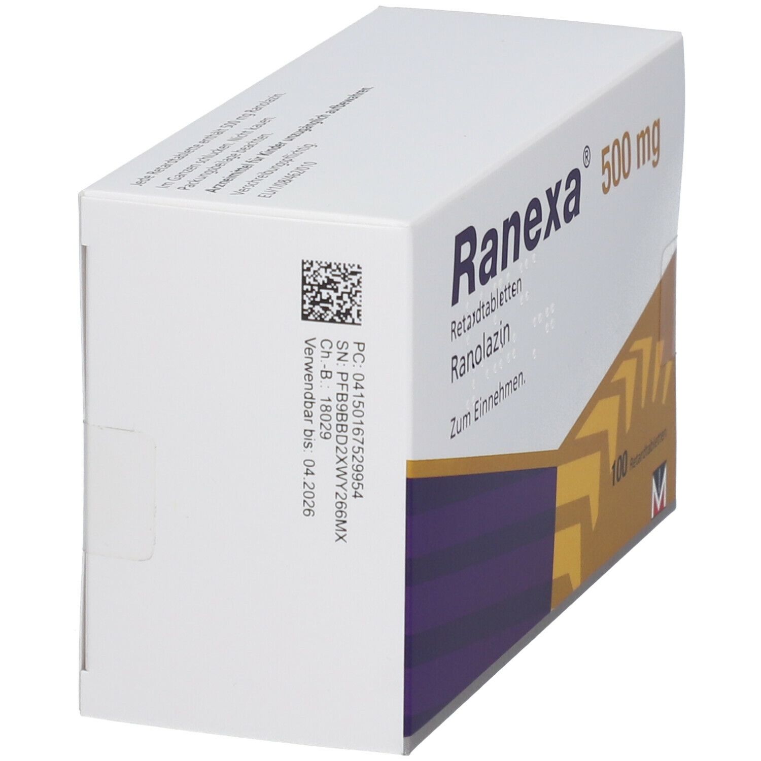 Ranexa 500 mg Retardtabletten 100 St Retard-Tabletten