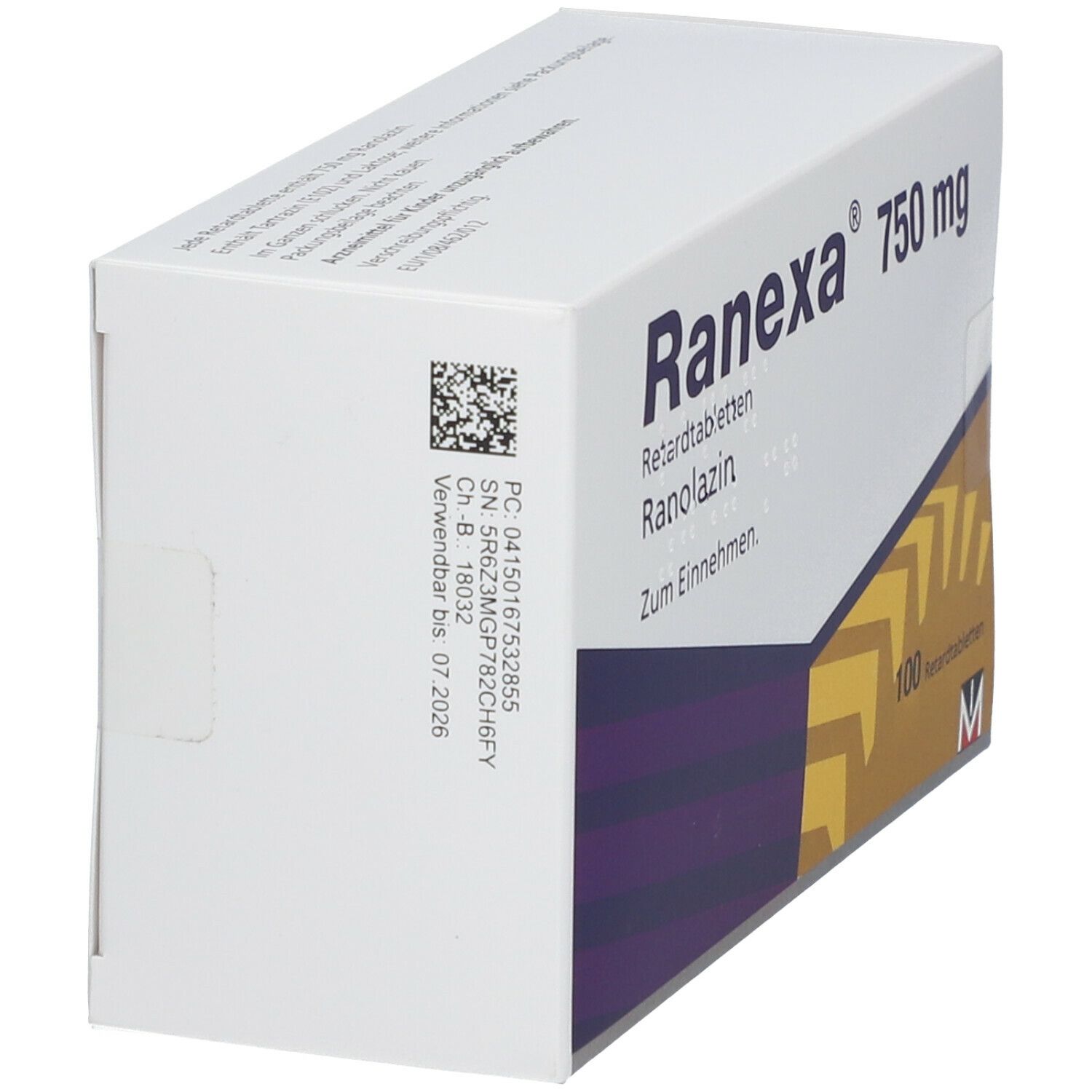 Ranexa 750 mg Retardtabletten 100 St Retard-Tabletten