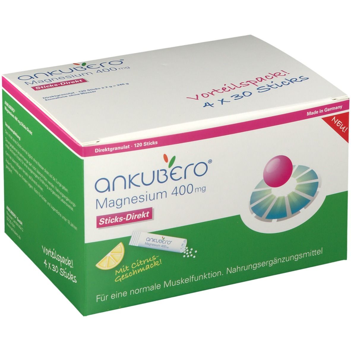 Ankubero Magnesium 400 mg Sticks-Direkt 120x2 g Granulat