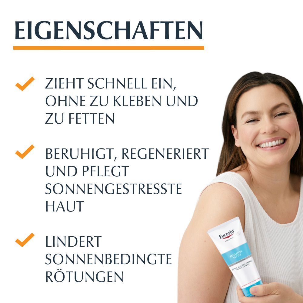 Eucerin® After Sun Sensitive Relief Gel-Creme – Ultraleichte und kühlende Apres Sun Pflege für Körper und Gesicht - jetzt 20% sparen mit Code "sun20"