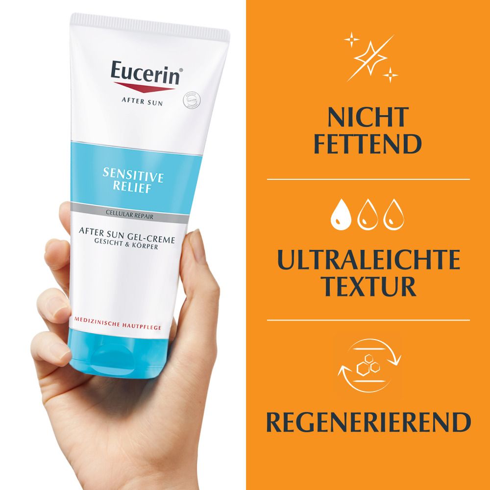 Eucerin® After Sun Sensitive Relief Gel-Creme – Ultraleichte und kühlende Apres Sun Pflege für Körper und Gesicht - Jetzt 20% sparen mit Code "sommer20"