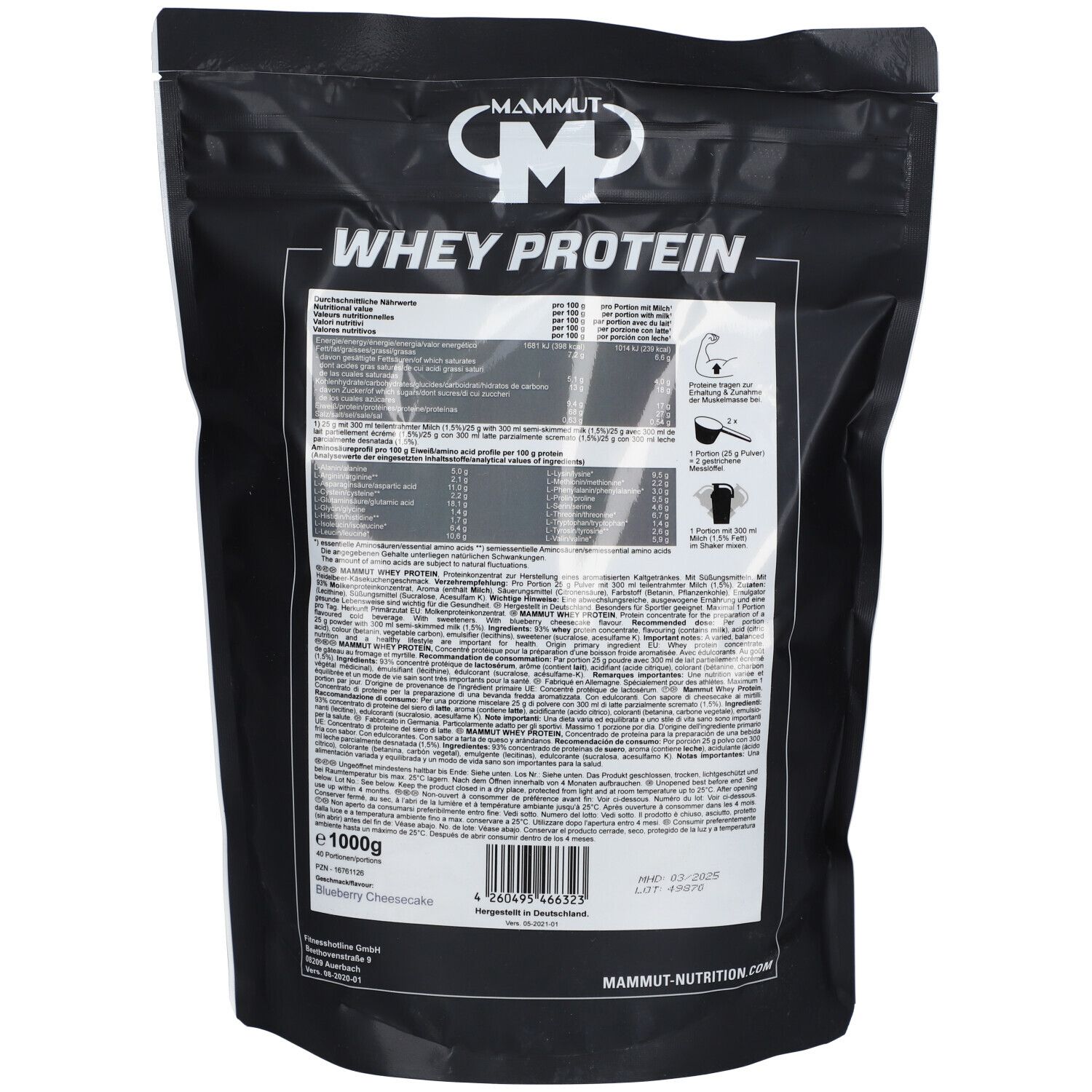 MM Whey Protein Blueberry Cheesecake Pulver 1000 g