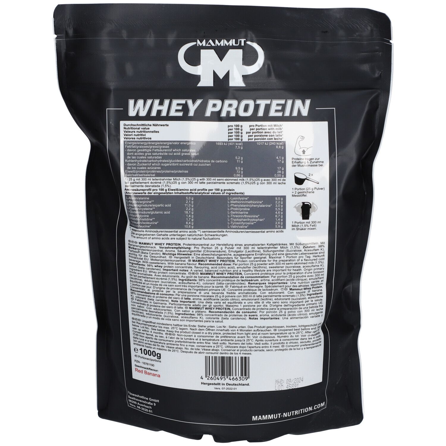 MM Whey Protein red Banana Pulver 1000 g