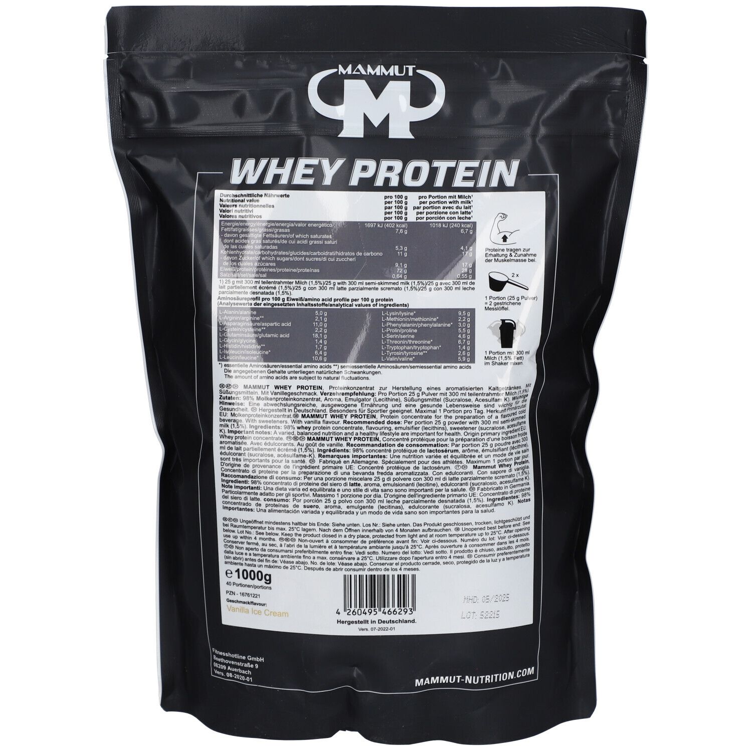 MM Whey Protein Vanilla Ice Cream Pulver 1000 g