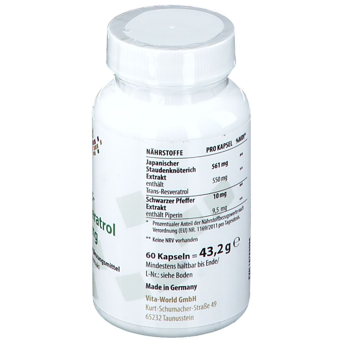 Trans-Resveratrol 550 mg Kapseln